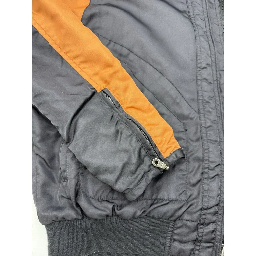 Harley Davidson Men's Orange Black Nylon Jacket Medium